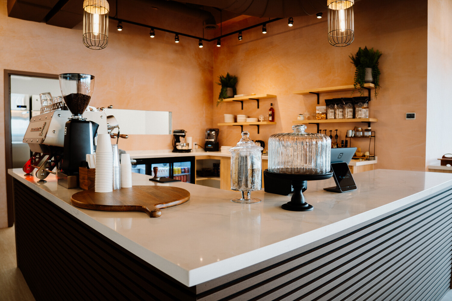 Café counter with fresh coffee