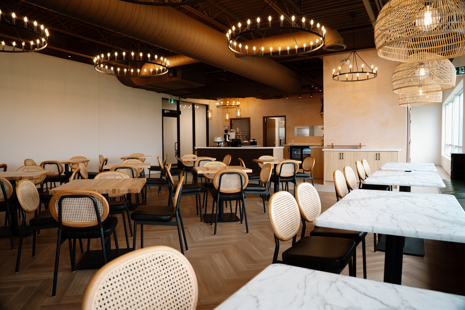 Café dining room with cane chairs